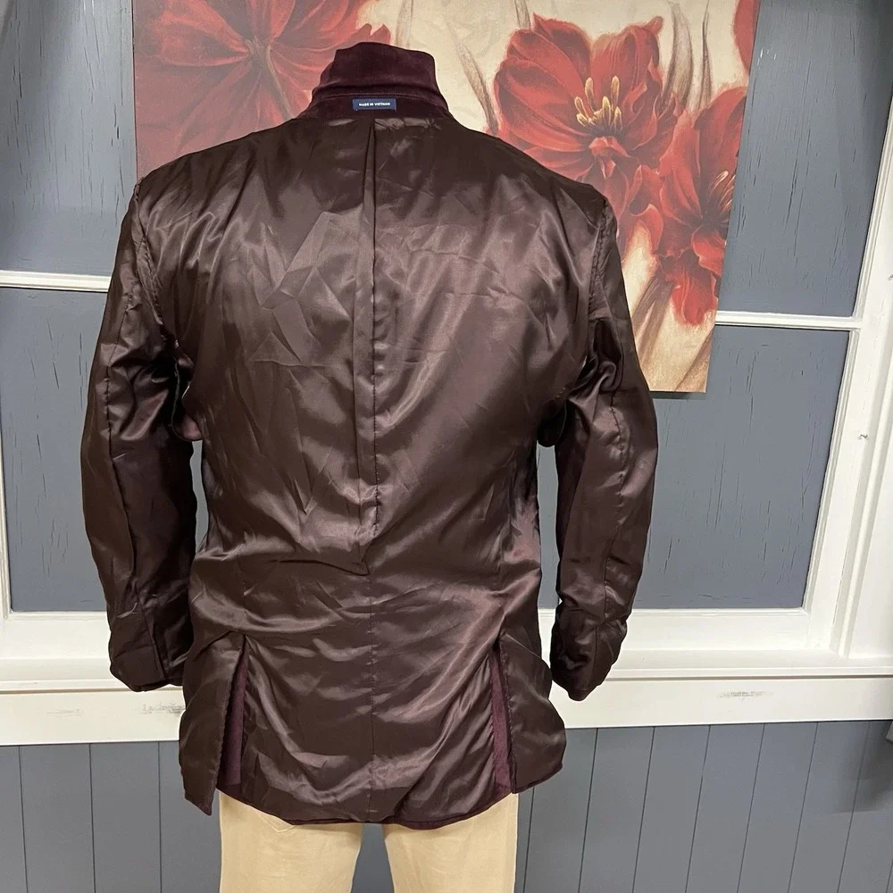 Stafford Corduroy Blazer Jacket Sport‎ Coat Mens 42R Slim Fit Stretch Burgundy